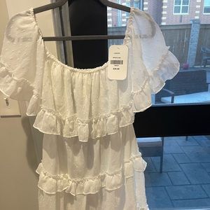 NWT Dress up white off shoulder tier white dress
